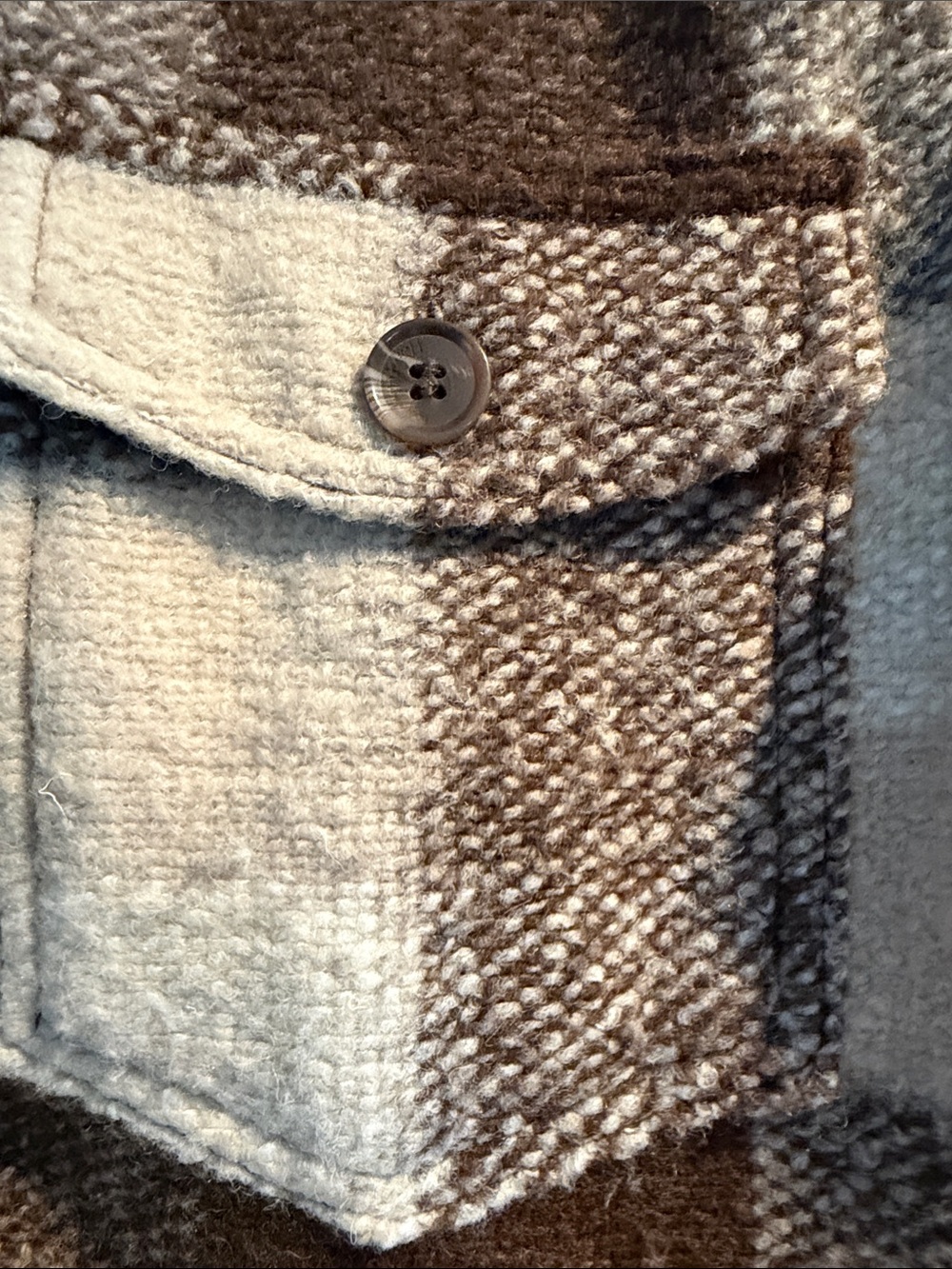 House of Harlow 1960 Brown & Cream Plaid Cropped Shacket - Picture 3 of 6